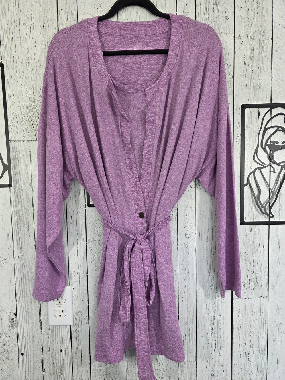Cuddl Duds Purple Heather T-Shirt & Robe Lounge Set Size 3X Cozy Warm Winter